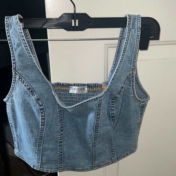 vestique Tops - Vestique jean crop top; size small; has some stretch; only worn a few times